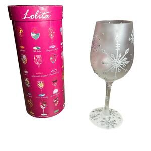 Lolita RARE Silver Snowflake Christmas Wine Glass Brand New
